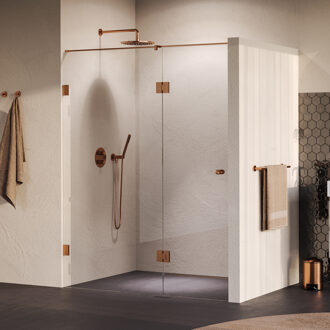 Brauer Void Carving nisdeur 2-delig helder glas 150x200 omkeerbaar met draaideur 70 aan glas incl. glascoating PVD koper geborsteld