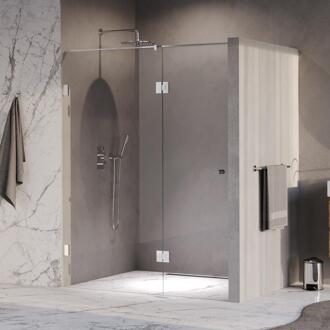 Brauer Void - Carving Nisdeur - 2-Delig - Helder Glas - 160 x 200 cm - Omkeerbaar - met Draaideur 70 cm - Aan Glas - incl. Glascoating - Chroom