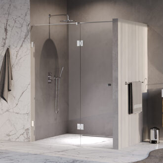 Brauer Void Carving nisdeur 2-delig helder glas 160x200 omkeerbaar met draaideur 70 aan glas incl. glascoating chroom