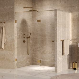 Brauer Void Carving nisdeur 2-delig helder glas 160x200 omkeerbaar met draaideur 70 aan glas incl. glascoating PVD goud geborsteld