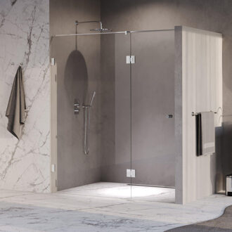 Brauer Void Carving nisdeur 2-delig helder glas 170x200 omkeerbaar met draaideur 70 aan glas incl. glascoating chroom