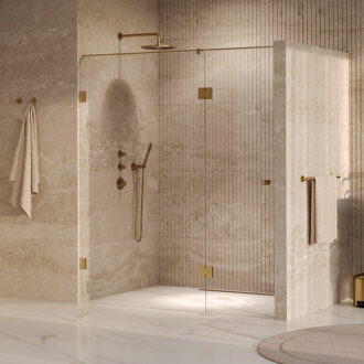 Brauer Void Carving nisdeur 2-delig helder glas 180x200 omkeerbaar met draaideur 70 aan glas incl. glascoating PVD goud geborsteld