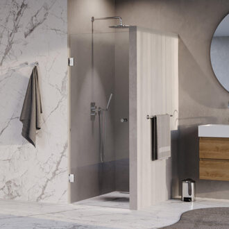 Brauer Void Carving Nisdeur - 60x200cm - draaideur - glascoating - omkeerbaar - helder glas - Chroom GS-VOCN1H60200CE