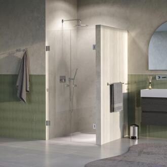 Brauer Void - Carving Pendeldeuren - Helder Glas - 100 x 200 cm - incl. Glascoating - PVD RVS-Kleurig Geborsteld