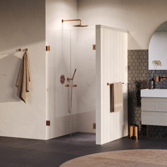 Brauer Void Carving pendeldeuren helder glas 100x200 incl. glascoating PVD koper geborsteld