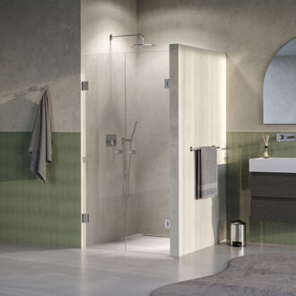 Brauer Void Carving pendeldeuren helder glas 100x200 incl. glascoating PVD RVS-kleurig geborsteld