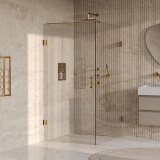 Brauer Void - Douchecabine met Draaideur - Helder Glas - 100x120x200 cm - incl. Glascoating - PVD Goud Geborsteld