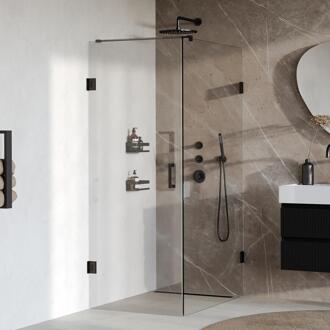 Brauer Void - Douchecabine met Draaideur - Helder Glas - 80x120x200 cm - incl. Glascoating - Mat Zwart