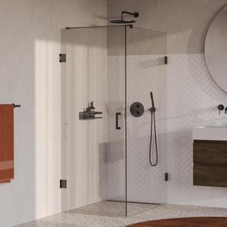 Brauer Void - Douchecabine met Draaideur - Helder Glas - 80x120x200 cm - incl. Glascoating - PVD Gunmetal Geborsteld