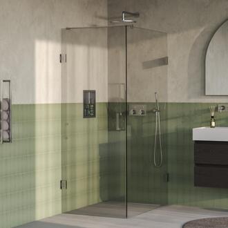 Brauer Void - Douchecabine met Draaideur - Helder Glas - 80x120x200 cm - incl. Glascoating - PVD RVS-Kleurig Geborsteld