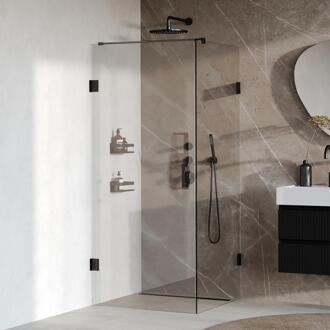 Brauer Void - Douchecabine met Draaideur - Helder Glas - 80x80x200 cm - incl. Glascoating - Mat Zwart