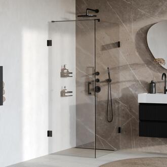 Brauer Void - Douchecabine met Draaideur - Helder Glas - 90x100x200 cm - incl. Glascoating - Mat Zwart