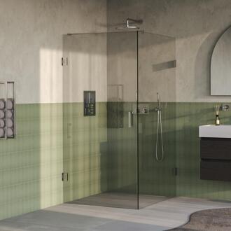 Brauer Void - Douchecabine met Draaideur - Helder Glas - 90x120x200 cm - incl. Glascoating - PVD RVS-Kleurig Geborsteld