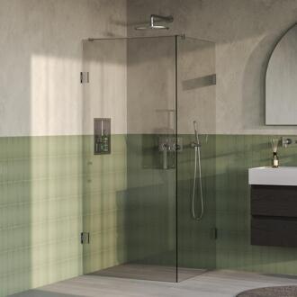 Brauer Void - Douchecabine met Draaideur - Helder Glas - 90x90x200 cm - incl. Glascoating - PVD RVS-Kleurig Geborsteld