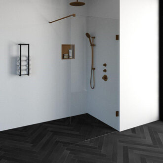 Brauer Void inloopdouche helder glas 100x200 incl. glascoating PVD koper geborsteld