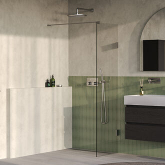 Brauer Void inloopdouche helder glas 50x200 incl. glascoating PVD RVS-kleurig geborsteld