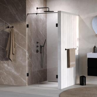 Brauer Void - Nisdeur - 2-Delig - Helder Glas - 100 x 200 cm - Omkeerbaar - met Draaideur 60 cm - Aan Muur - incl. Glascoating - Mat Zwart