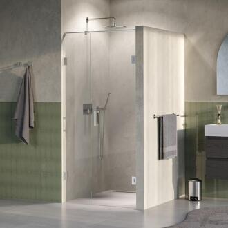 Brauer Void - Nisdeur - 2-Delig - Helder Glas - 100 x 200 cm - Omkeerbaar - met Draaideur 60 cm - Aan Muur - incl. Glascoating - PVD RVS-Kleurig