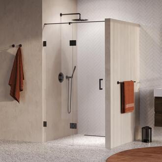 Brauer Void - Nisdeur - 2-Delig - Helder Glas - 110 x 200 cm - Omkeerbaar - met Draaideur 60 cm - Aan Glas - incl. Glascoating - PVD Gunmetal