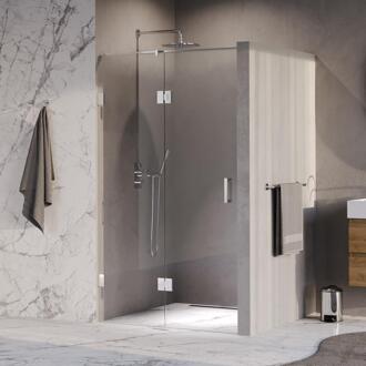 Brauer Void - Nisdeur - 2-Delig - Helder Glas - 120 x 200 cm - Omkeerbaar - met Draaideur 60 cm - Aan Glas - incl. Glascoating - Chroom