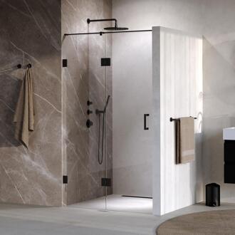 Brauer Void - Nisdeur - 2-Delig - Helder Glas - 120 x 200 cm - Omkeerbaar - met Draaideur 60 cm - Aan Glas - incl. Glascoating - Mat Zwart