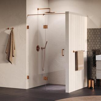 Brauer Void - Nisdeur - 2-Delig - Helder Glas - 120 x 200 cm - Omkeerbaar - met Draaideur 60 cm - Aan Glas - incl. Glascoating - PVD Koper