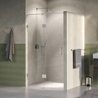 Brauer Void - Nisdeur - 2-Delig - Helder Glas - 120 x 200 cm - Omkeerbaar - met Draaideur 60 cm - Aan Glas - incl. Glascoating - PVD RVS-Kleurig