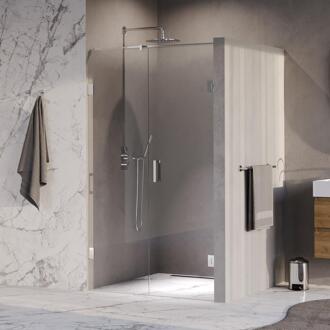 Brauer Void - Nisdeur - 2-Delig - Helder Glas - 120 x 200 cm - Omkeerbaar - met Draaideur 60 cm - Aan Muur - incl. Glascoating - Chroom