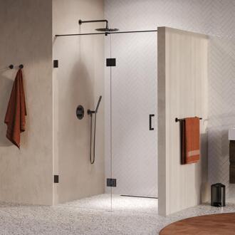 Brauer Void - Nisdeur - 2-Delig - Helder Glas - 130 x 200 cm - Omkeerbaar - met Draaideur 60 cm - Aan Glas - incl. Glascoating - PVD Gunmetal