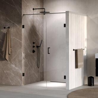 Brauer Void - Nisdeur - 2-Delig - Helder Glas - 130 x 200 cm - Omkeerbaar - met Draaideur 60 cm - Aan Muur - incl. Glascoating - Mat Zwart