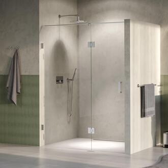 Brauer Void - Nisdeur - 2-Delig - Helder Glas - 150 x 200 cm - Omkeerbaar - met Draaideur 70 cm - Aan Glas - incl. Glascoating - PVD RVS-Kleurig