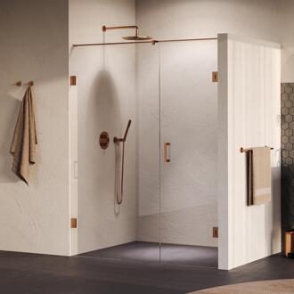 Brauer Void - Nisdeur - 2-Delig - Helder Glas - 150 x 200 cm - Omkeerbaar - met Draaideur 70 cm - Aan Muur - incl. Glascoating - PVD Koper