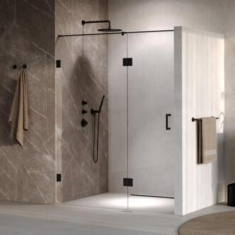 Brauer Void - Nisdeur - 2-Delig - Helder Glas - 160 x 200 cm - Omkeerbaar - met Draaideur 70 cm - Aan Glas - incl. Glascoating - Mat Zwart