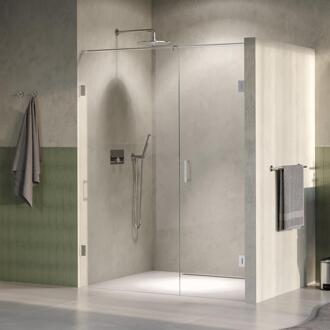 Brauer Void - Nisdeur - 2-Delig - Helder Glas - 160 x 200 cm - Omkeerbaar - met Draaideur 70 cm - Aan Muur - incl. Glascoating - PVD RVS-Kleurig