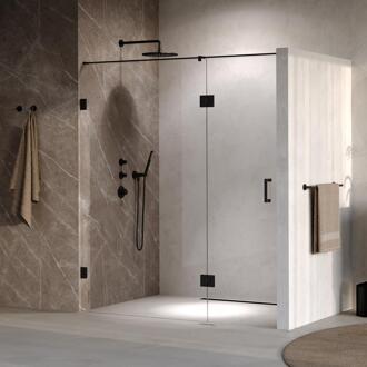 Brauer Void - Nisdeur - 2-Delig - Helder Glas - 170 x 200 cm - Omkeerbaar - met Draaideur 70 cm - Aan Glas - incl. Glascoating - Mat Zwart