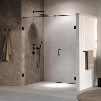 Brauer Void - Nisdeur - 2-Delig - Helder Glas - 170 x 200 cm - Omkeerbaar - met Draaideur 70 cm - Aan Muur - incl. Glascoating - Mat Zwart