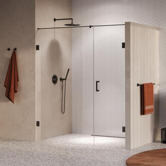 Brauer Void - Nisdeur - 2-Delig - Helder Glas - 170 x 200 cm - Omkeerbaar - met Draaideur 70 cm - Aan Muur - incl. Glascoating - PVD Gunmetal