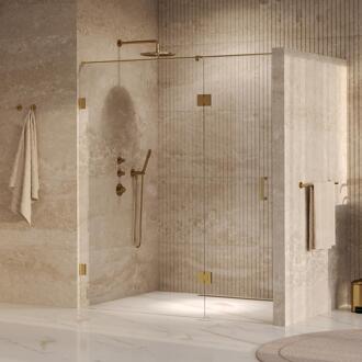 Brauer Void - Nisdeur - 2-Delig - Helder Glas - 180 x 200 cm - Omkeerbaar - met Draaideur 70 cm - Aan Glas - incl. Glascoating - PVD Goud