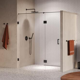 Brauer Void - Nisdeur - 2-Delig - Helder Glas - 180 x 200 cm - Omkeerbaar - met Draaideur 70 cm - Aan Glas - incl. Glascoating - PVD Gunmetal