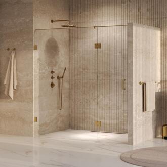 Brauer Void - Nisdeur - 2-Delig - Helder Glas - 190 x 200 cm - Omkeerbaar - met Draaideur 70 cm - Aan Glas - incl. Glascoating - PVD Goud