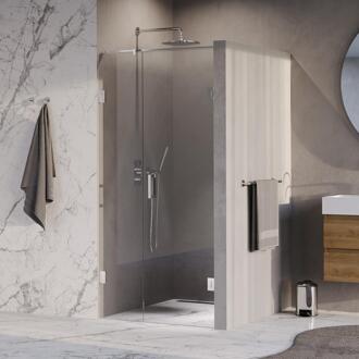 Brauer Void - Nisdeur - 2-Delig - Helder Glas - 90 x 200 cm - Omkeerbaar - met Draaideur 60 cm - Aan Muur - incl. Glascoating - Chroom