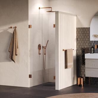 Brauer Void - Pendeldeuren - Helder Glas - 80 x 200 cm - incl. Glascoating - PVD Koper Geborsteld