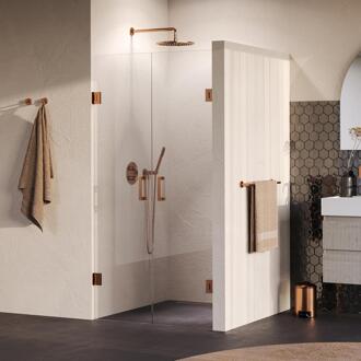 Brauer Void - Pendeldeuren - Helder Glas - 90 x 200 cm - incl. Glascoating - PVD Koper Geborsteld