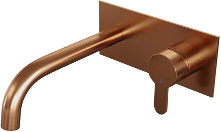 Brauer Wastafelkraan Inbouw Brauer Copper Edition B4 Coldstart Mengkraan Rond Geborsteld Koper PVD 1 Greeps met Achterplaat