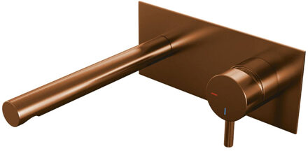 Brauer Wastafelkraan Inbouw Brauer Copper Edition S5 Coldstart Mengkraan Rond Geborsteld Koper PVD 1 Greeps met Achterplaat