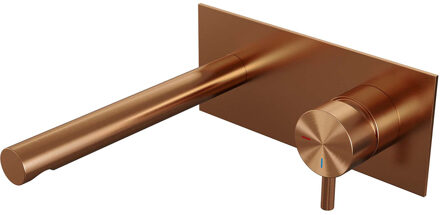 Brauer Wastafelkraan Inbouw Brauer Copper Edition S5 Coldstart Mengkraan Rond Geborsteld Koper PVD 1 Greeps met Achterplaat