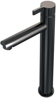 Brauer Wastafelmengkraan Brauer Gunmetal Edition Coldstart Opbouw Hoog Halfronde Hendel Geborsteld Gunmetal PVD Brauer