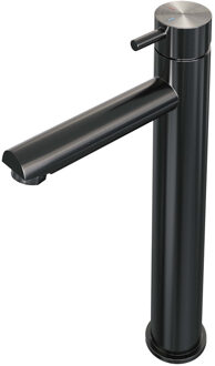Brauer Wastafelmengkraan Brauer Gunmetal Edition Coldstart Opbouw Hoog Korte Ronde Hendel Geborsteld Gunmetal PVD Brauer