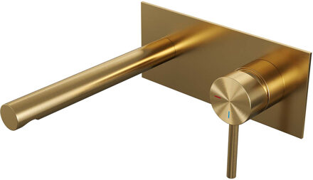 Brauer Wastafelmengkraan Inbouw Brauer Gold Edition met Afdekplaat Rechte Uitloop Geborsteld Goud