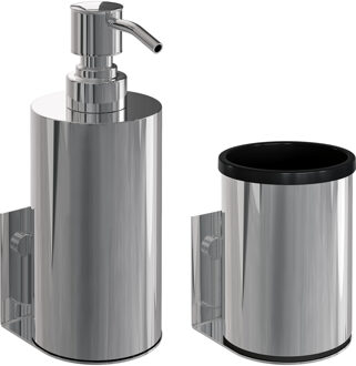 Brauer Zeepdispenser en Beker BRAUER Model A Incl. Wand Ophanging en Magnetisch opzetvlak Chroom